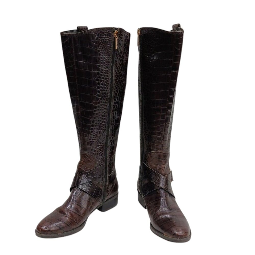 Karl Lagerfeld W Muret Women's Tall Faux Alligator Brown Boots